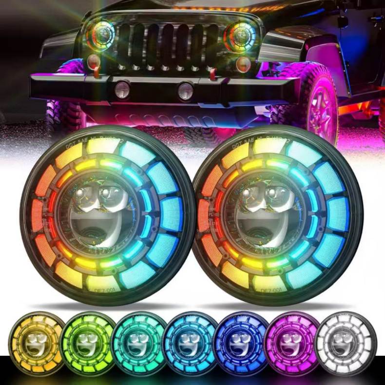 7 Inch Round LED Headlight With APP RGB