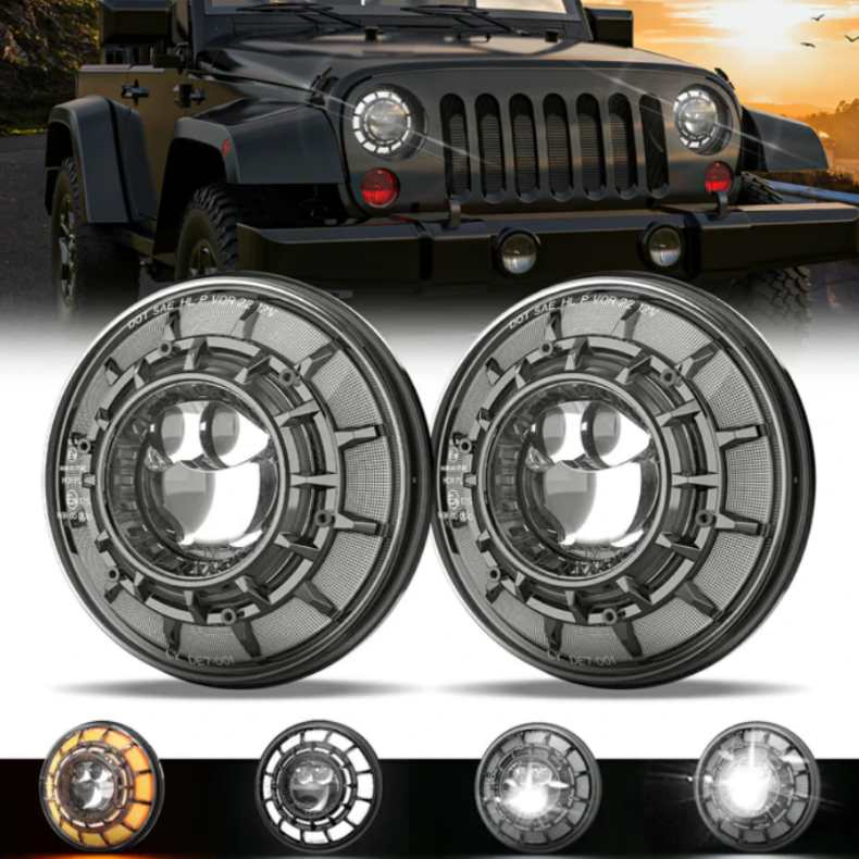 7 Inch Round LED Headlight With APP RGB