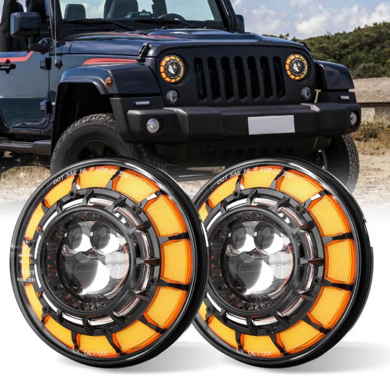 New 7" Round LED Headlight With APP RGB