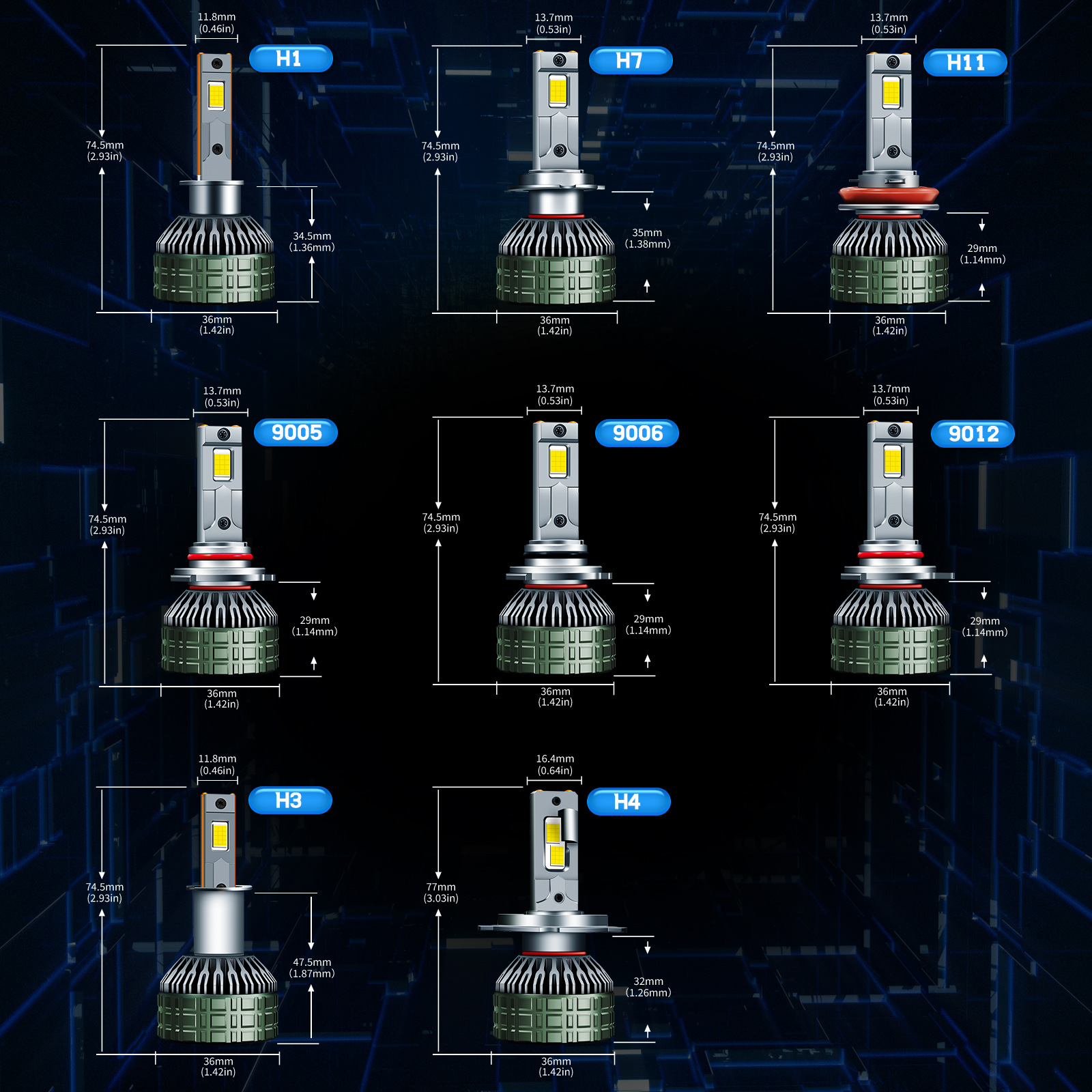 M85 LED Headlight Bulb H7/H4/H1