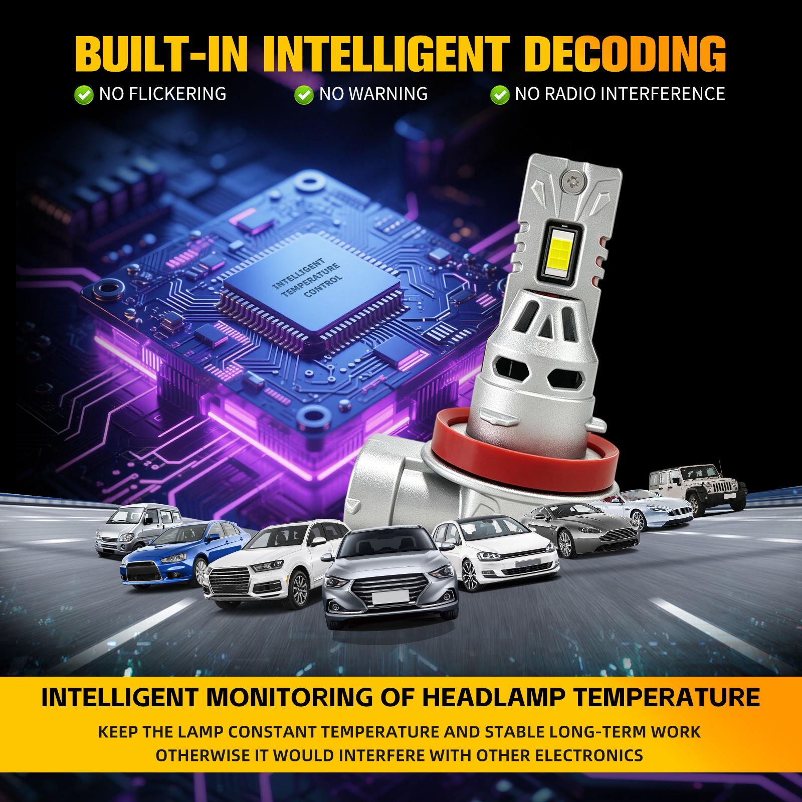 V8 LED Headlight Bulbs H4/H7