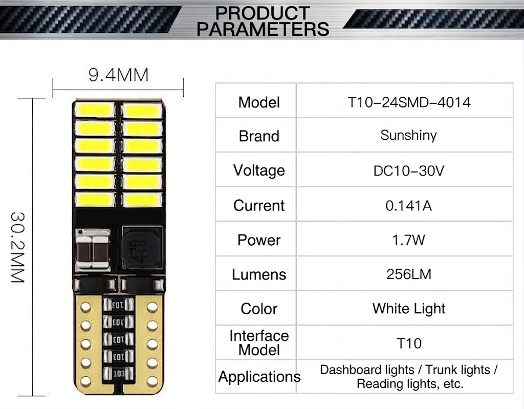 T10/W5W LED Bulb CANBUS