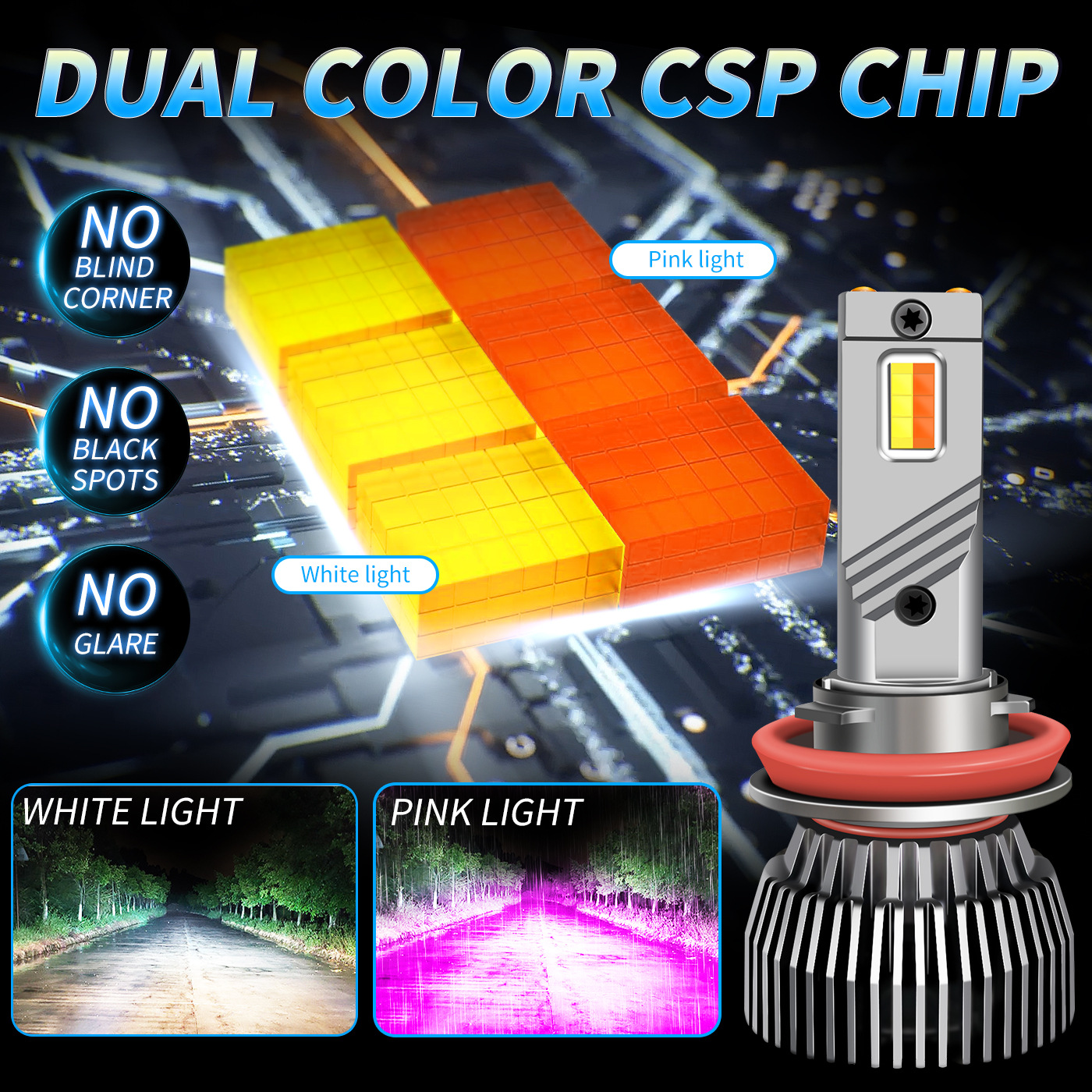 M6P Dual-Color LED Headlight Bulbs