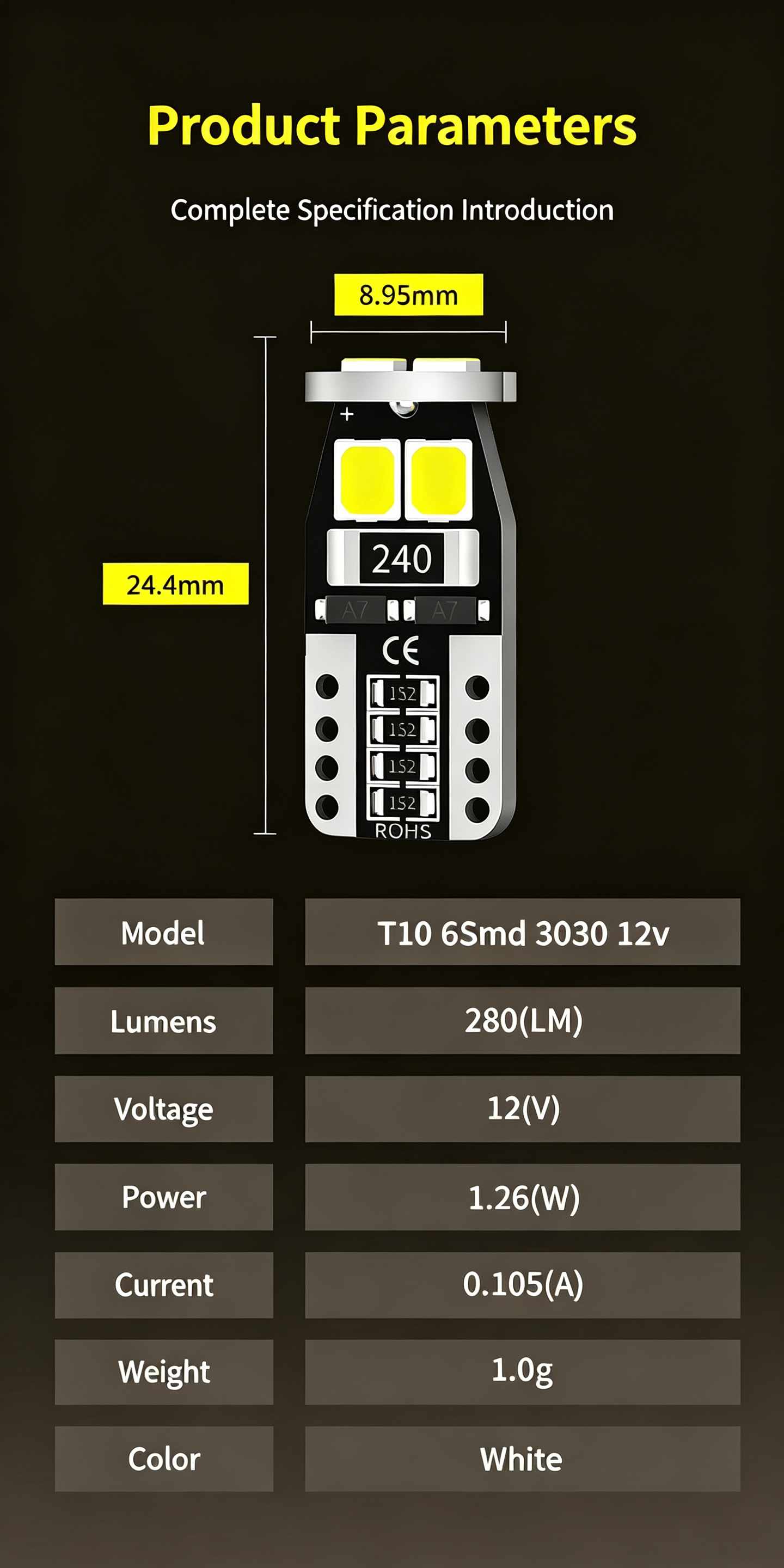 T10 LED Bulb CANBUS(图2) T10 LED Bulb CANBUS(图2)