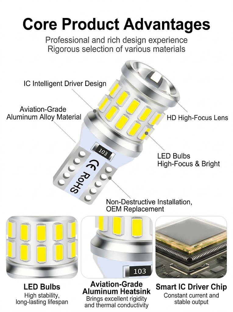 T10/W5W/194 LED Bulb CANBUS(图2) T10/W5W/194 LED Bulb CANBUS(图2)