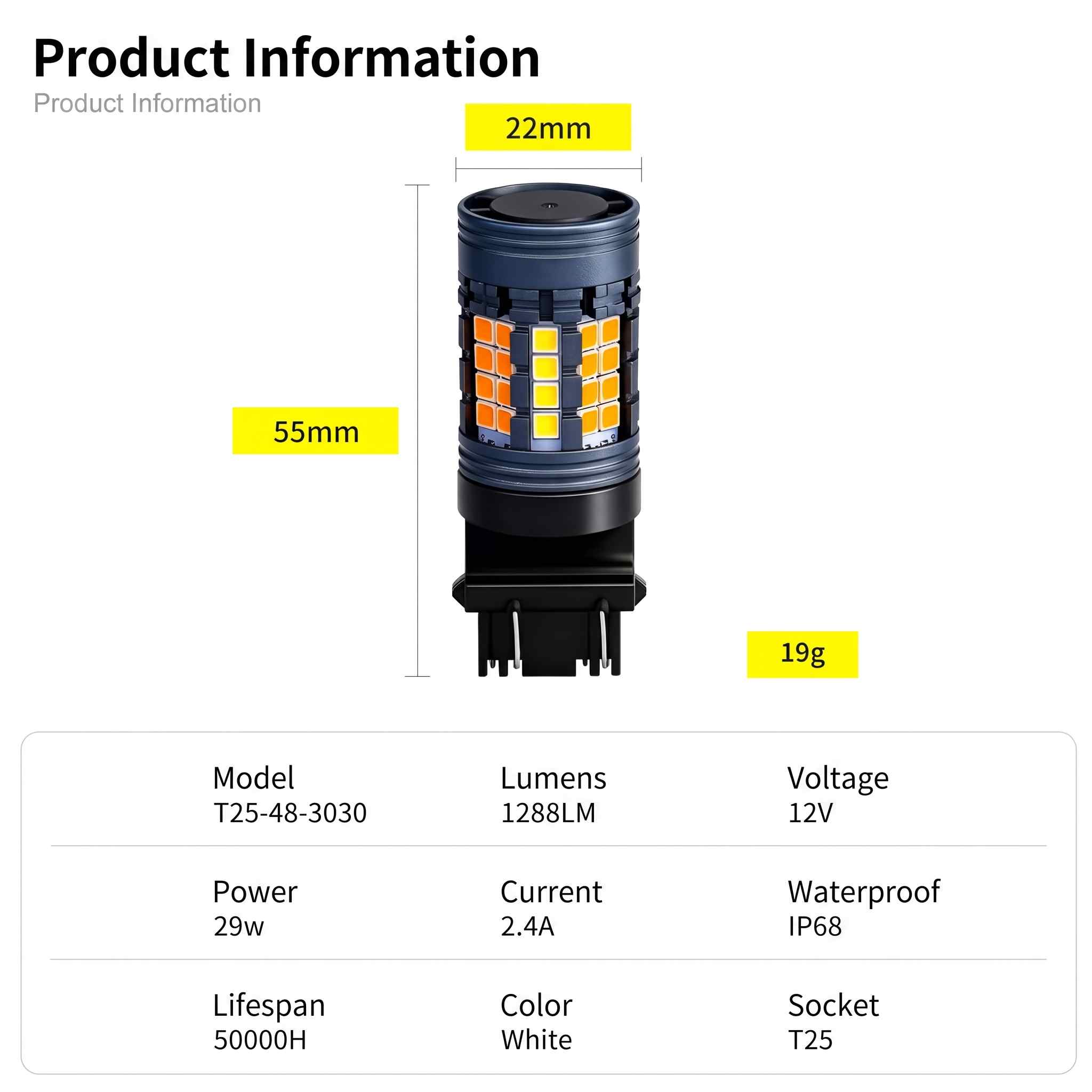 High-Power 29W CANbus LED Bulb (图2) High-Power 29W CANbus LED Bulb (图2)